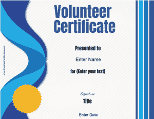 Free Download PDF Books, Best Volunteer Service Award Certificate Template
