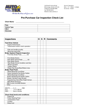 Free Download PDF Books, Pre purchase Car Inspection Check List Form Template