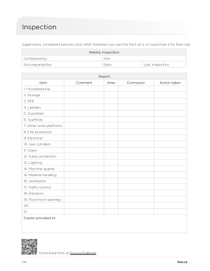 Free Download PDF Books, Sample Weekly Inspection Checklist Form Template