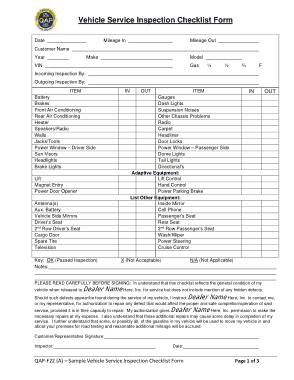 Free Download PDF Books, Vehicle Inspection Checklist Form Template