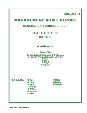 Free Download PDF Books, Dam Safety Management Audit Report Sample Template