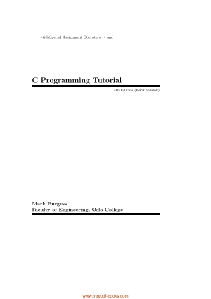 Free Download PDF Books, C Programming Tutorial 4th Edition