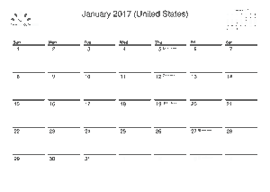 Free Download PDF Books, 2017 United States Monthly Calendar Template