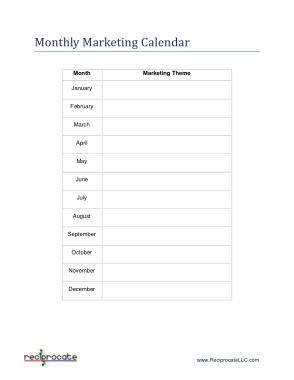 Free Download PDF Books, Monthly Marketing Calendar Sample Template