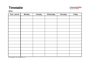 Free Download PDF Books, Timetable Monday To Friday Template
