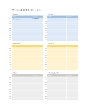 Free Download PDF Books, Weekly Appointment Calendar Template