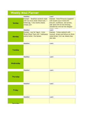 Free Download PDF Books, Weekly Meal Planner Template