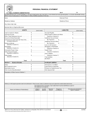 Free Download PDF Books, Small Business Personal Financial Statement Form Template