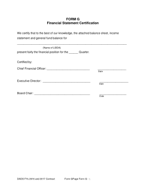 Free Download PDF Books, Financial Statement Certification Form G Template
