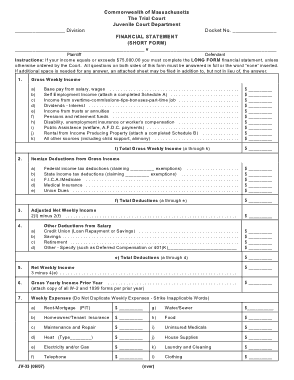 Free Download PDF Books, Financial Statement Short Form Template