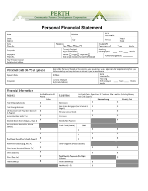 Free Download PDF Books, Community Corporation Personal Financial Statement Template