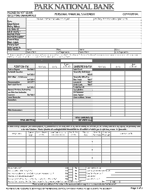 Free Download PDF Books, Park Bank Personal Financial Statement Worksheet Template