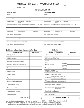 Free Download PDF Books, Personal Financial Statement Application Form Template