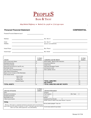 Free Download PDF Books, Personal Financial Statement with Formulas Template