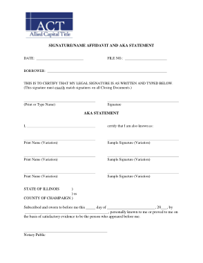 Free Download PDF Books, Signature Affidavit Statement Form Template