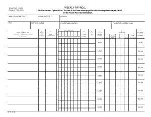 Free Download PDF Books, Weekly Payroll Sample Template