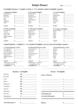 Free Download PDF Books, Budget Planner Sample Template