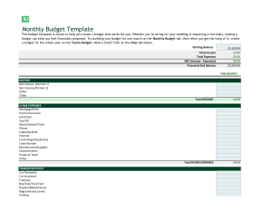 Free Download PDF Books, Monthly Personal Budget Worksheet Sample Template