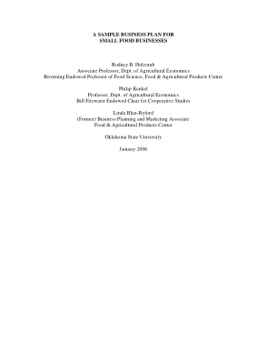 Free Download PDF Books, Sample Food Business Plan and Proposal Project Template