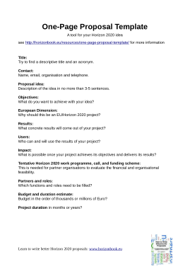 Free Download PDF Books, One Page Project Proposal Template
