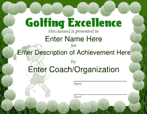 Free Download PDF Books, Golf Sport Certificate Template