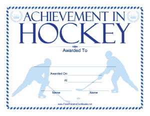 Free Download PDF Books, Official Hockey Certificate Template