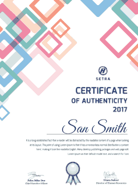 Free Download PDF Books, SETRA Certificate of Authenticity Template