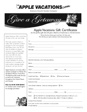 Free Download PDF Books, Apple Vacations Gift Certificate Template