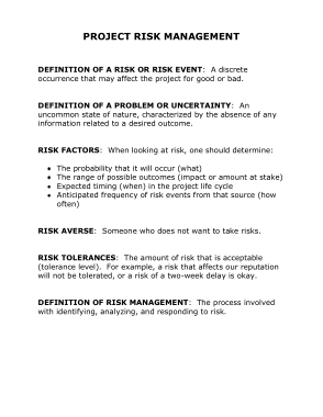 Free Download PDF Books, Project Risk Management Plan Sample Template