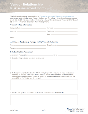 Vendor Management Risk Assessment Template Free Download Free PDF Books