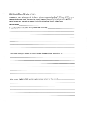 Free Download PDF Books, District Scholarship Letter of Intent Template