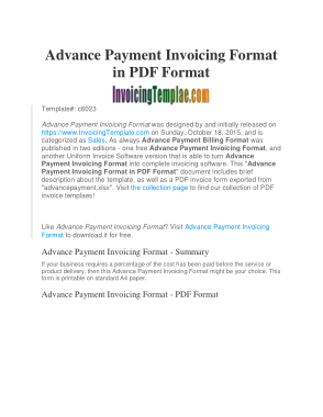 Free Download PDF Books, Editable Advance Payment Invoicing Format Template