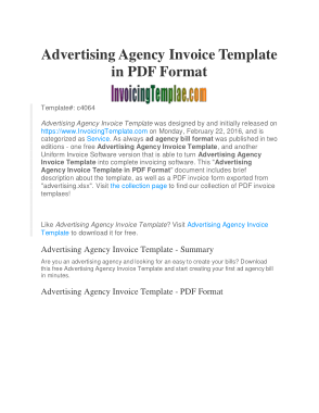 Free Download PDF Books, Advertising Agency Invoice Template