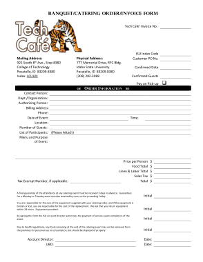 Free Download PDF Books, Banquet Catering Invoice Template