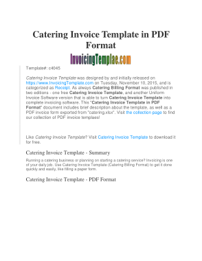 Free Download PDF Books, Catering Invoice Format Template