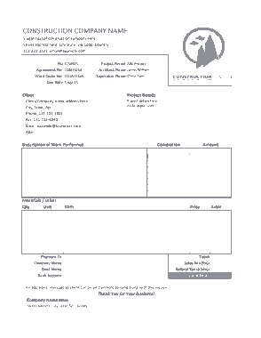 Free Download PDF Books, Construction Company Work Invoice Template
