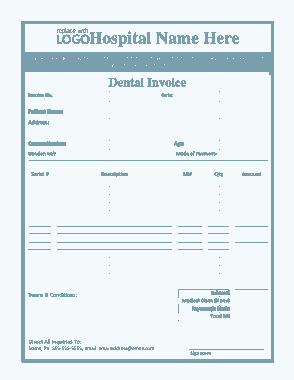 Free Download PDF Books, Dental Doctor Invoice Template