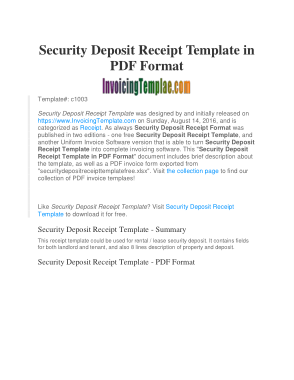 Free Download PDF Books, Security Deposit Invoice Template