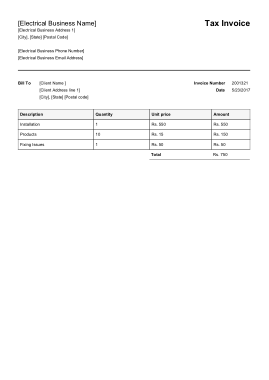 Free Download PDF Books, Electrical Tax Invoice Sample Template