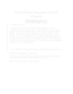 Free Download PDF Books, Electrical Work Order Template