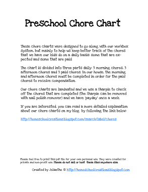 Free Download PDF Books, Preschool Chore Chart Template