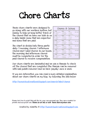 Free Download PDF Books, Printable Weekly Chore Charts for Kids Template