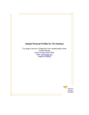 Free Download PDF Books, Sample Personal Profiles For CV Template