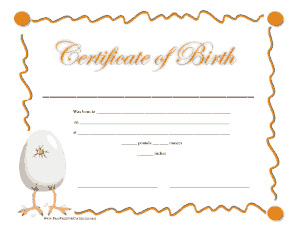 Free Download PDF Books, Certificate of Birth Template