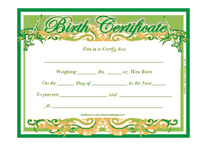 Free Download PDF Books, New Born Baby Birth Certificate Template