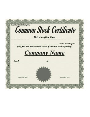 Free Download PDF Books, Common Stock Certificate Template