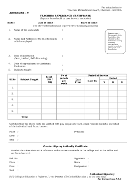 Free Download PDF Books, Teaching Experience Certificate Sample Template
