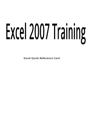 Excel 2007 Training Excel Quick Reference Card, Excel Formulas Tutorial