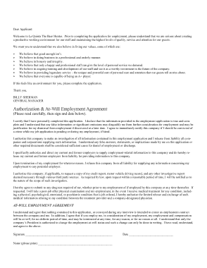 Free Download PDF Books, AT-Will Employment Agreement Sample Template