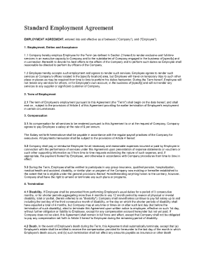 Free Download PDF Books, Standard Employment Agreement Example Template